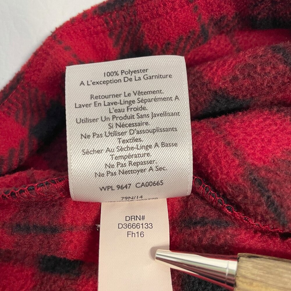 Eddie Bauer Fleece 1/4 Zip Pullover Sweater Mens Large Red Black Buffalo Plaid - Picture 9 of 13
